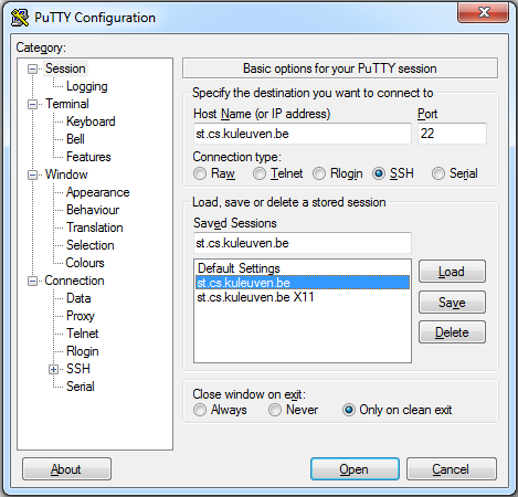 Configuring Putty