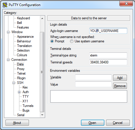 Configuring Putty some more.