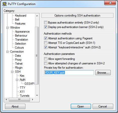 "Final Putty configuring"
