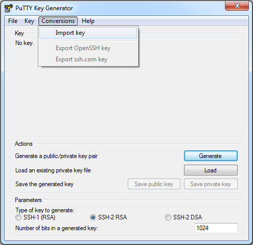 Using PuTTy Key Generator
